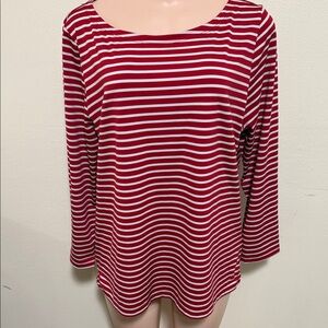 Vineyard Vines Sankaty red & white striped long sleeve woman shirt size XL